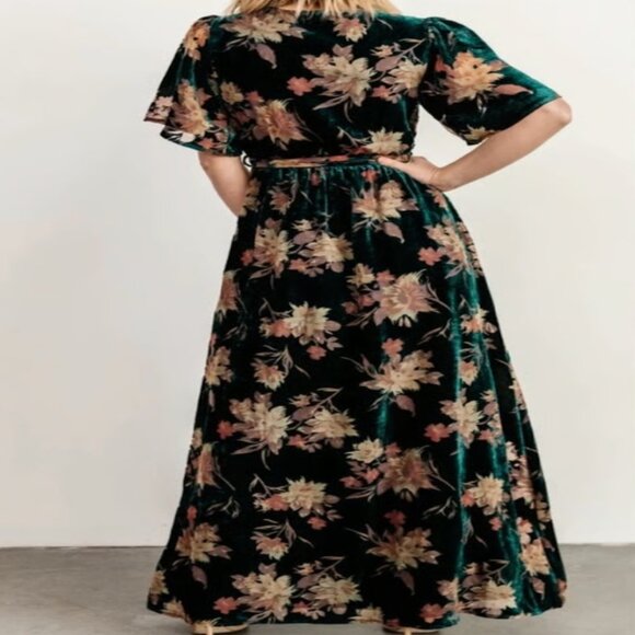 EUC Baltic Born Jade Floral "Uma" Velvet Maxi Dress - Picture 3 of 13